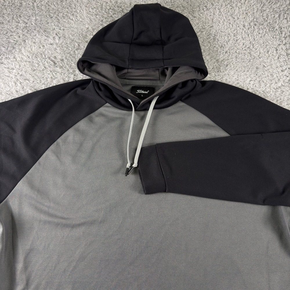Titleist Pro V1 Mens Performance Golf Hoodie Grey Black Raglan Pullover Large